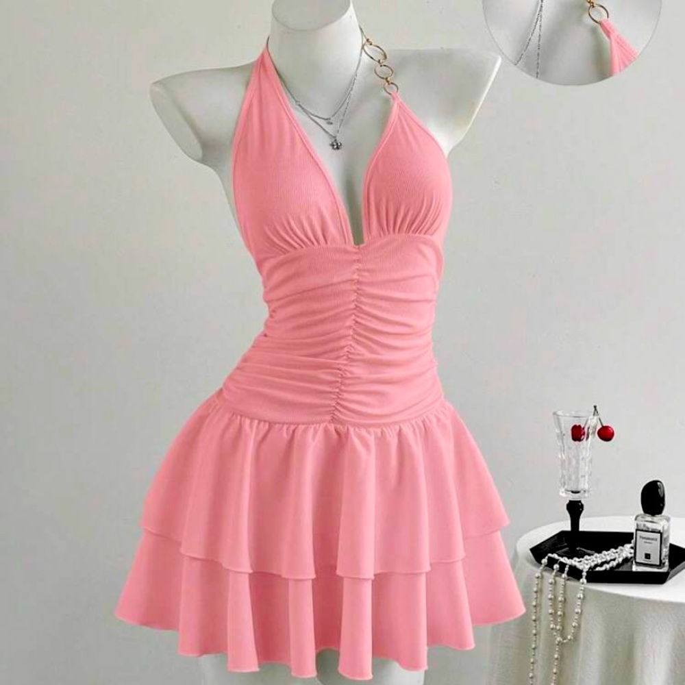 Pink Halter Neck Dress